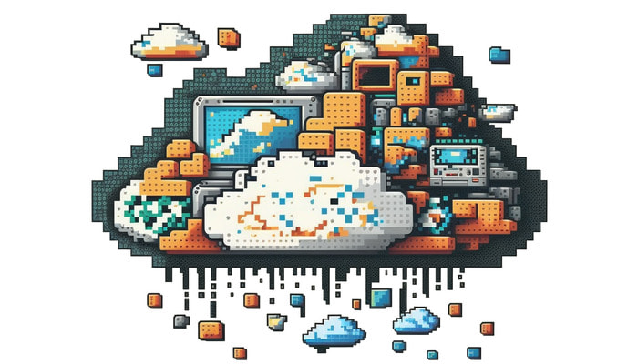 midjourney ai - cloud computing, in pixel art style