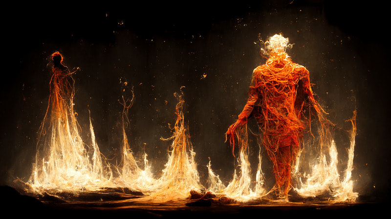 midjourney ai - a human made out of fire